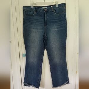 Sofia Vergara Kick Bootcut Short AURA High Rise Frayed Hem Jeans